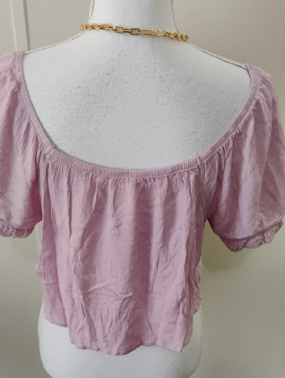 Pink Rose Ruched Drawstring Crop Top - Light Pink - Picture 4 of 6